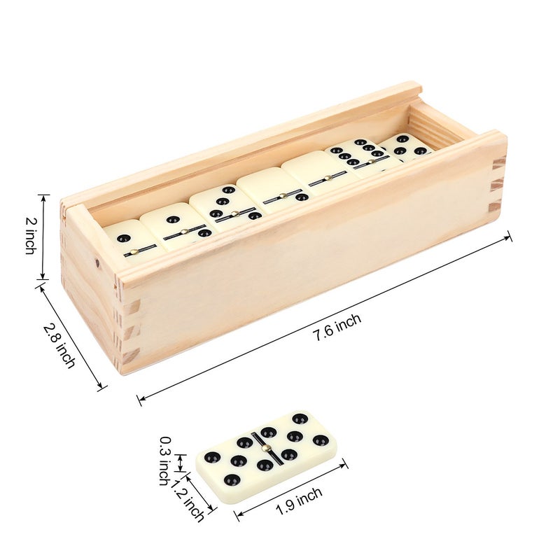 Doublefan Dominos Set for Adults, Double 6 Domino Game, Double Six Standard Domino with Natural Wooden Box, 28 Tiles,Tradditional Board Game for Adults and Elderly. - Image 4